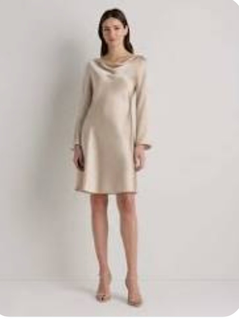 Quince 100% Silk Washable Mini Dress In Champane Sz S NWT